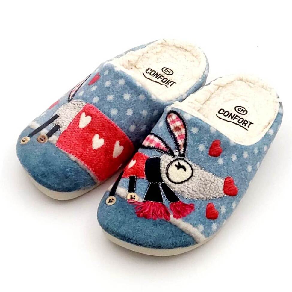 Zapatilla para casa descalza adorno perro multicolor - Imagen 3