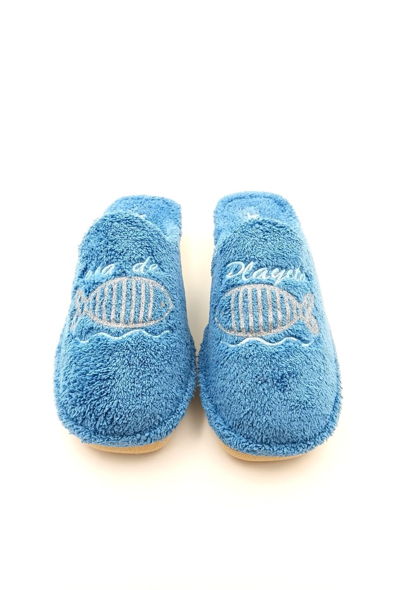 Zapatilla de casa abierta de toalla con adorno de pez con brillantes - Imagen 2