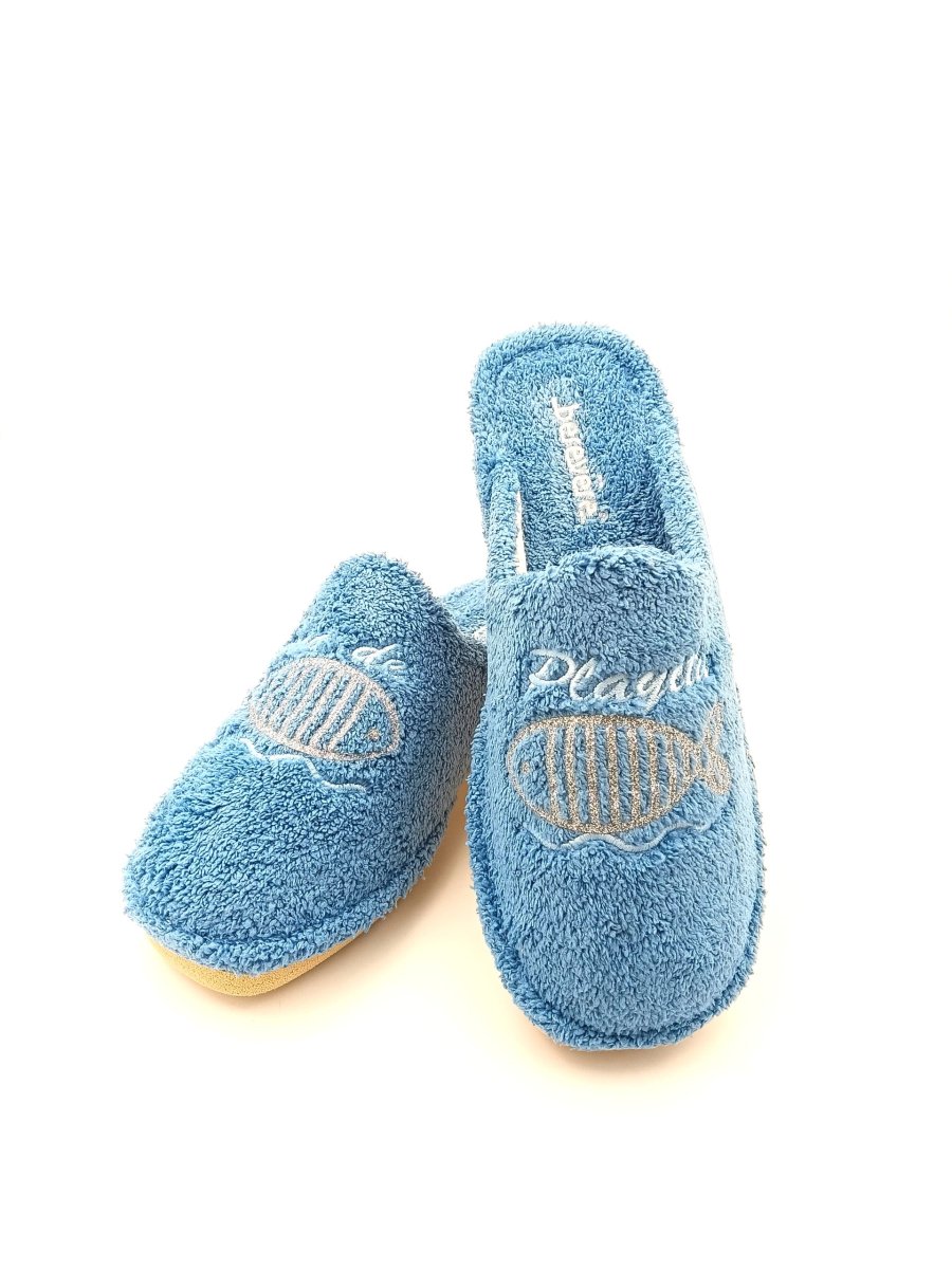 Zapatilla de casa abierta de toalla con adorno de pez con brillantes - Imagen 4