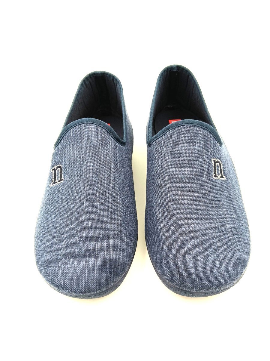 Zapatilla de casa para hombre cerrada de algodón natural con suela de goma - Imagen 2