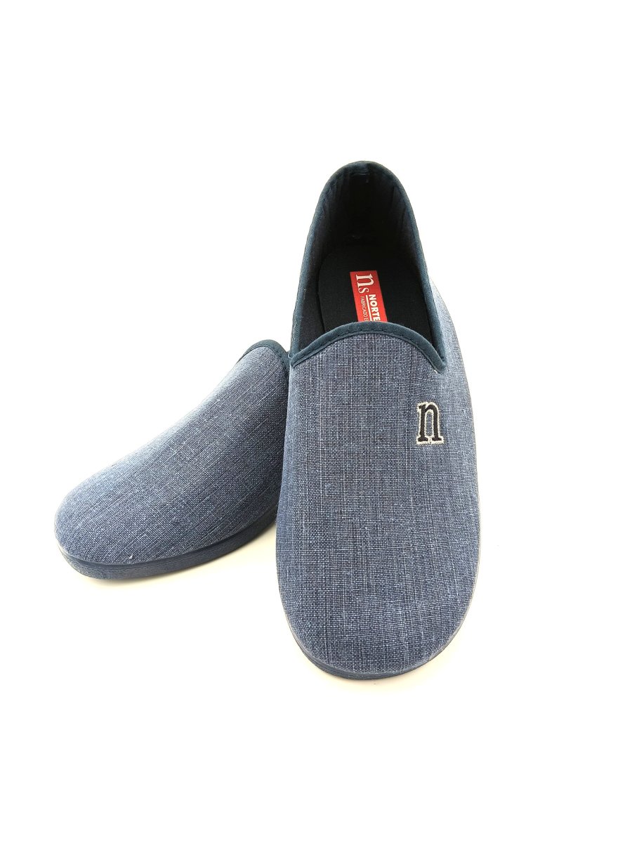 Zapatilla de casa para hombre cerrada de algodón natural con suela de goma - Imagen 4