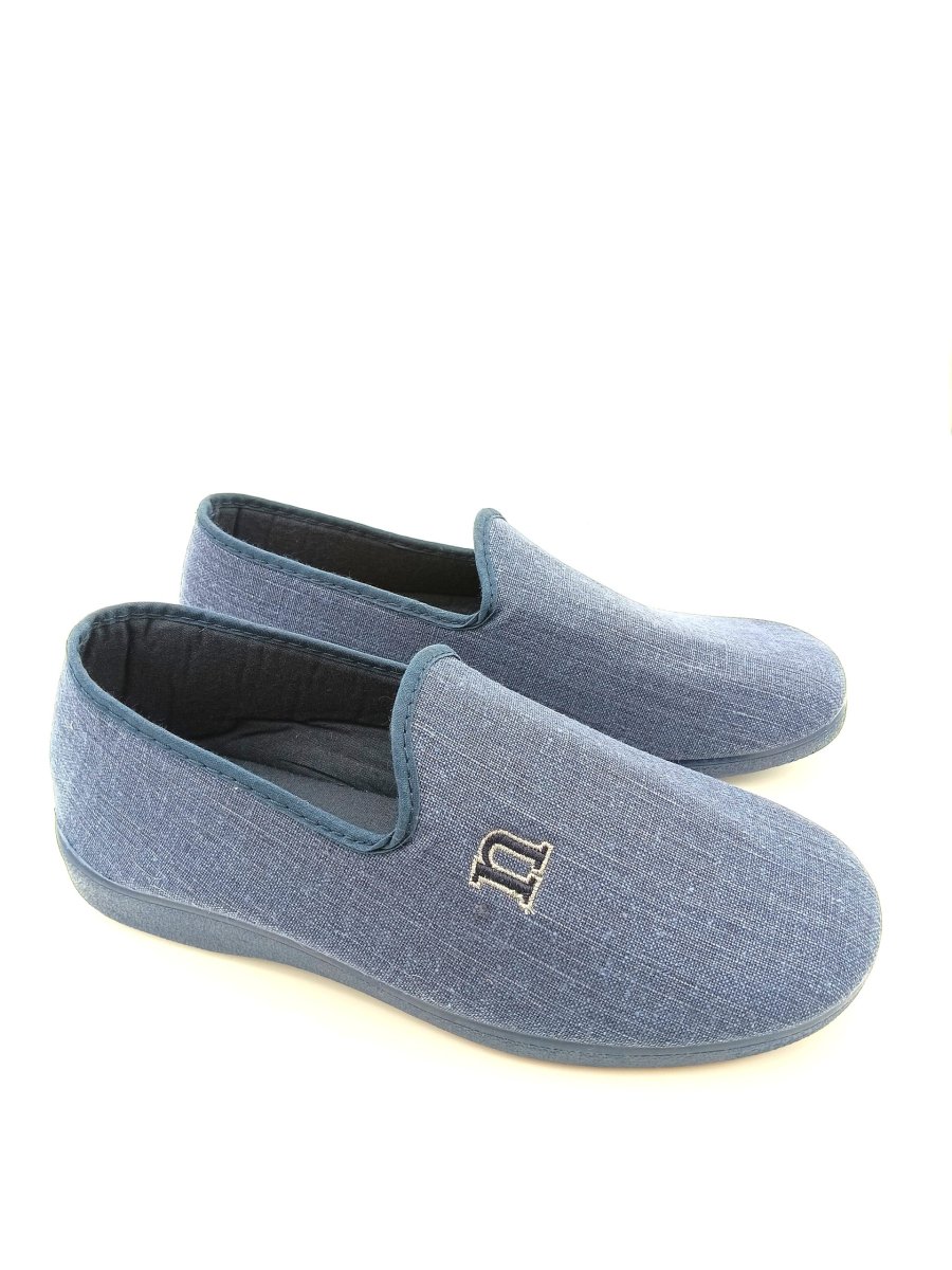 Zapatilla de casa para hombre cerrada de algodón natural con suela de goma - Imagen 3