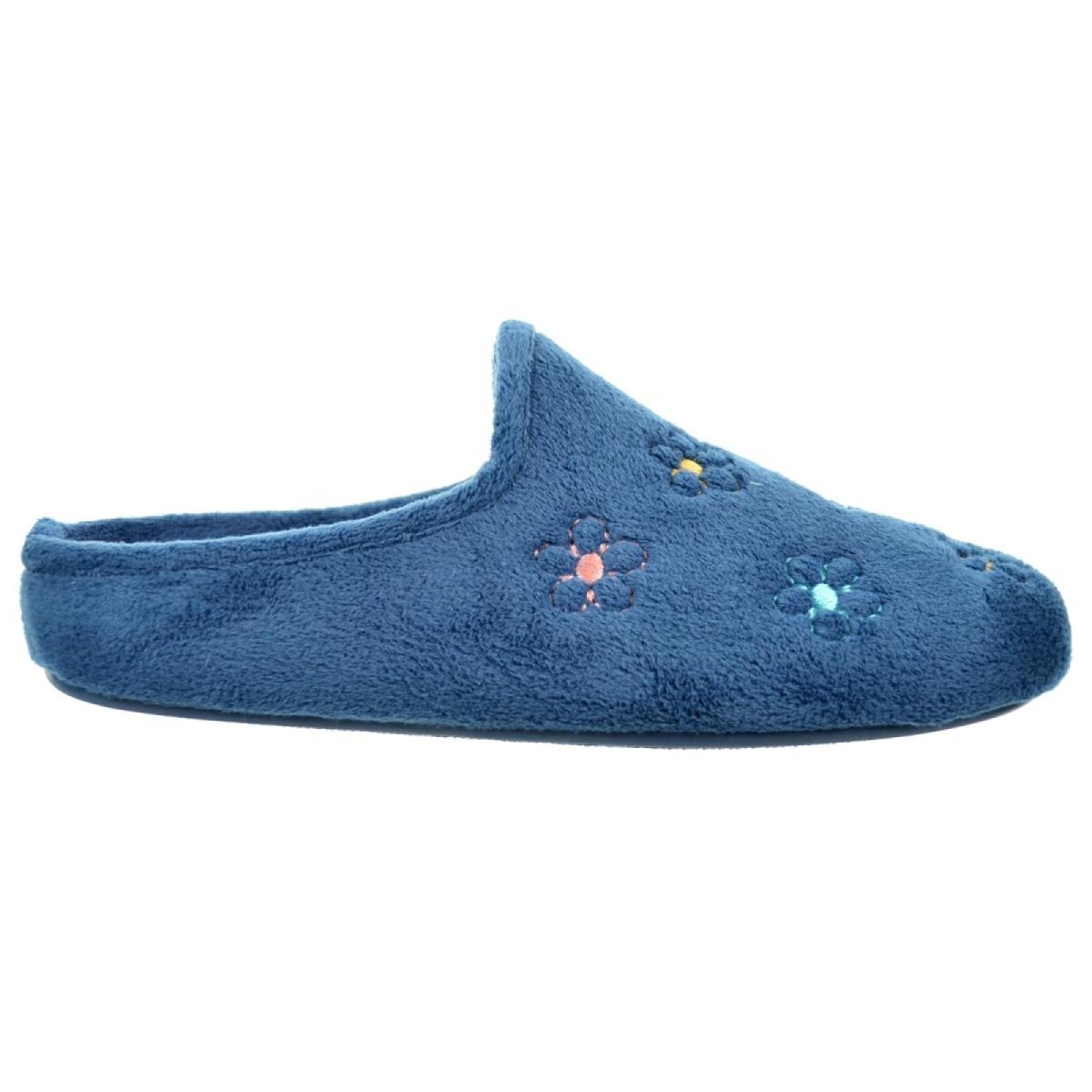 Zapatilla de casa para mujer en algodón natural y con suela de goma y con diseño de flores - Imagen 5