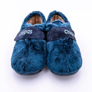 Zapatillas infantiles en algodon pelito con cierre de velcro y suela de goma