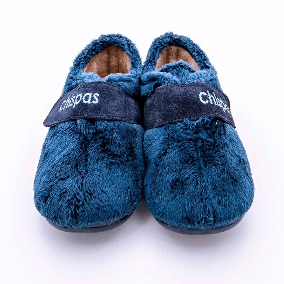 Zapatillas infantiles en algodon pelito con cierre de velcro y suela de goma - Imagen 2