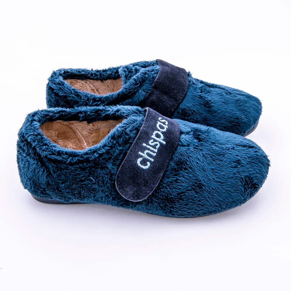 Zapatillas infantiles en algodon pelito con cierre de velcro y suela de goma - Imagen 4