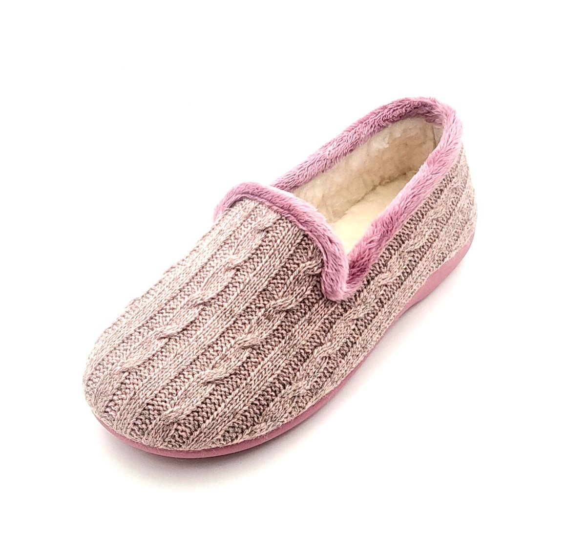 Zapatilla cerrada de punto con dibujo de ochos con borreguito blanco - Imagen 4