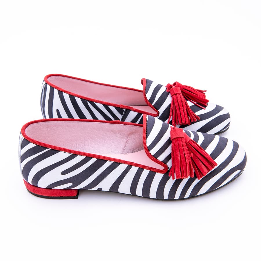 Zapato Tacón Bajo Borlas Rayas - Imagen 5