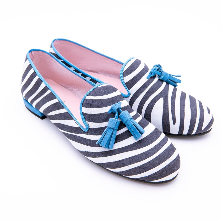 Zapato Tacón Bajo Borlas Rayas - Imagen 7