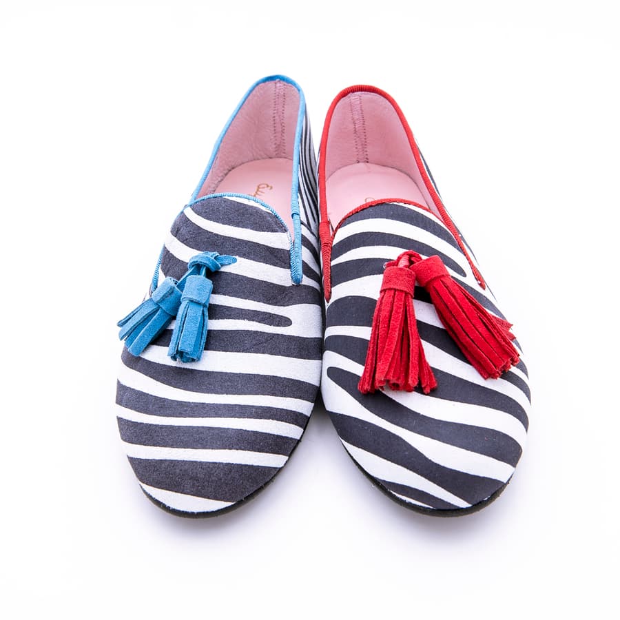 Zapato Tacón Bajo Borlas Rayas - Imagen 2