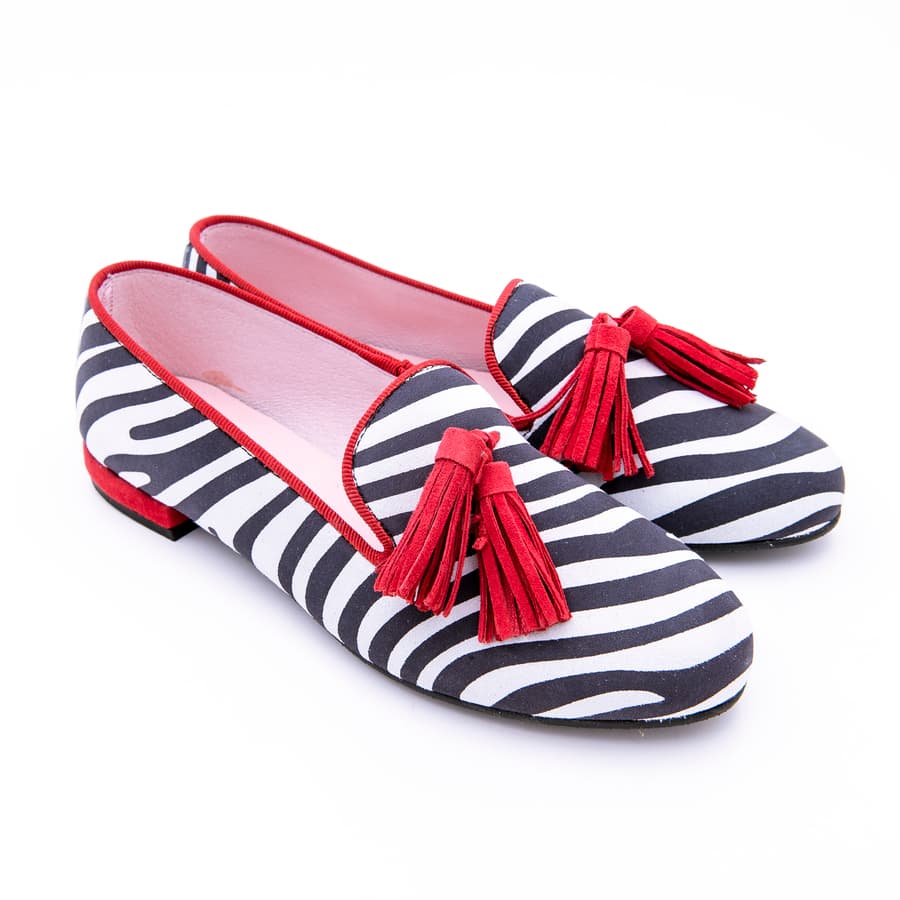 Zapato Tacón Bajo Borlas Rayas - Imagen 4