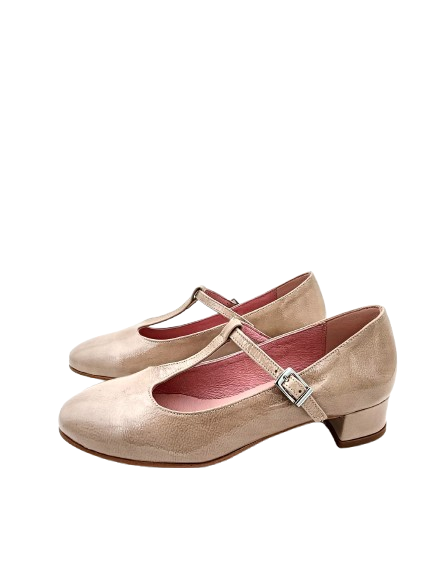 Zapato vestir en forma de T con cierre de hebilla tacón de 2 cm y suela de cuero - Imagen 3