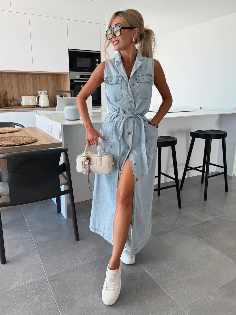 Isabelle | Maxi Vestido de Denim para Mujer - Imagen 2