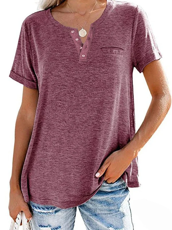 Eira™ Camiseta de Manga Corta con Bolsillo de Color Sólido de Moda - Imagen 8