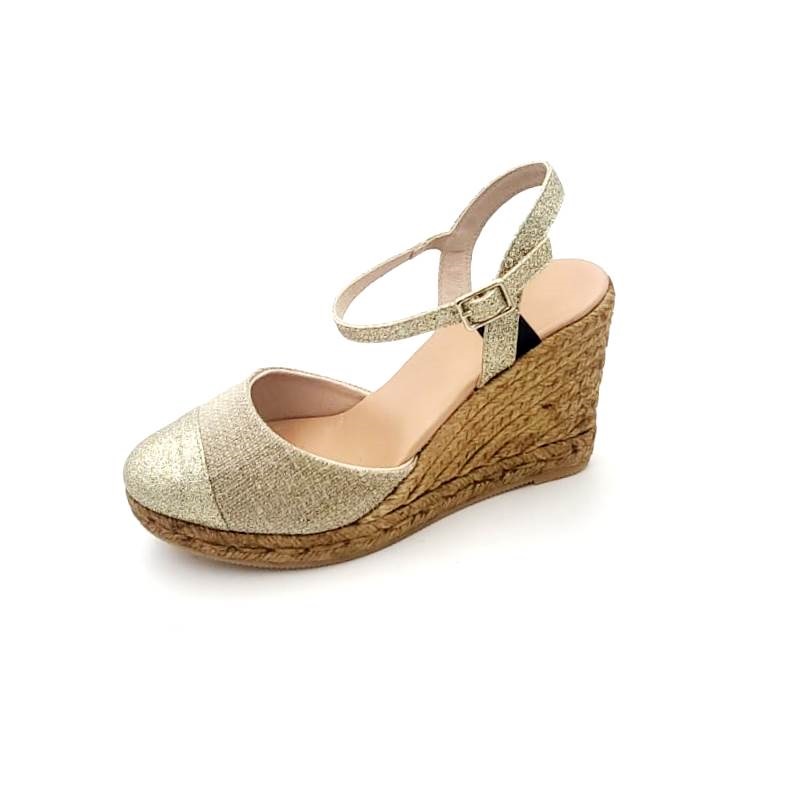Alpargata lino puntera glitter cuña 7cm y cierre de correa de la marca Gaimo - Imagen 5