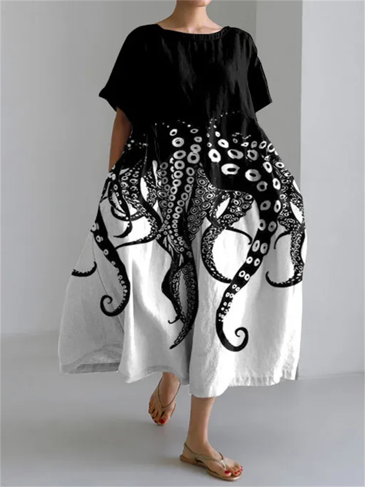 TESSA - VESTIDO DE MANGA CORTA CON ESTAMPADO DE TENTÁCULOS - Imagen 2