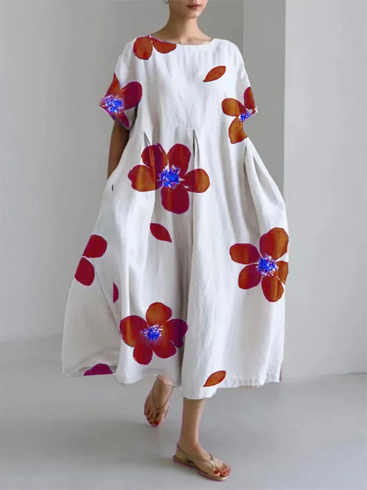 Norie - Vestido de cuello redondo con flores primaverales - Imagen 3