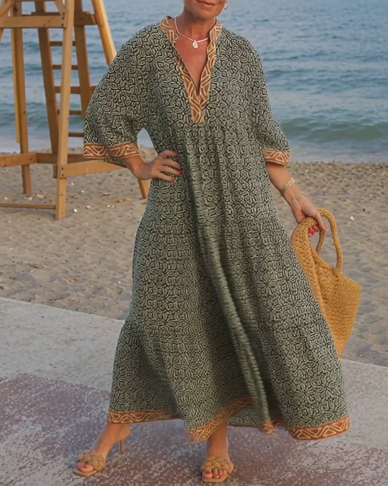 Luna · Vestido maxi de Mujer con estampado con escote en V - Imagen 5