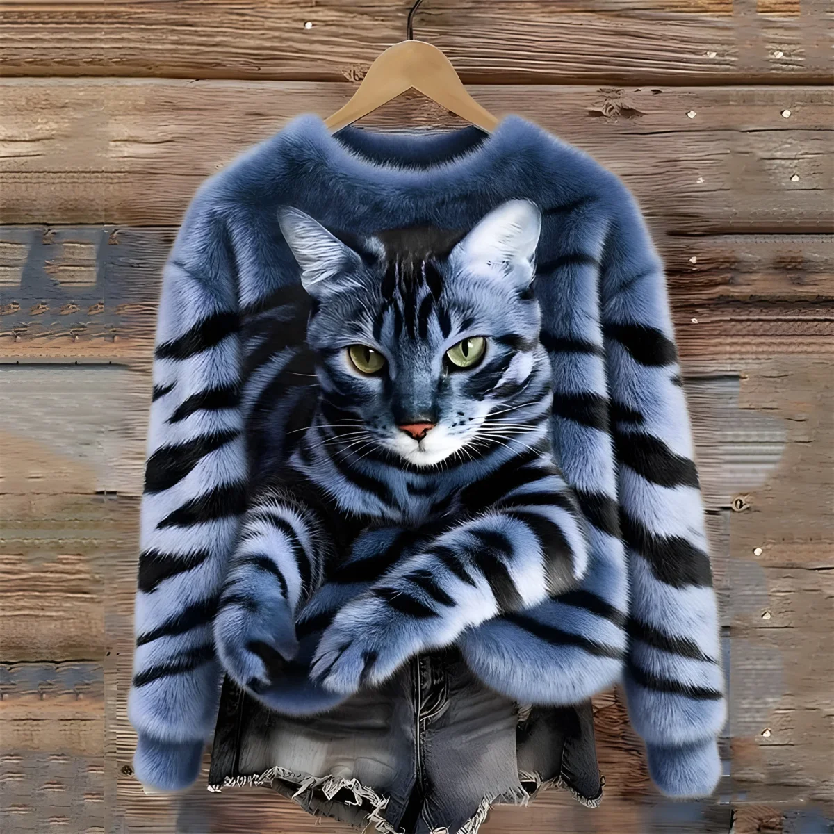 Cat - Suéter Cálido con Impresión de Gato - Imagen 5