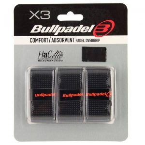 Pack 3 Overgrips Bullpadel Comfort/Absorvent Negros Perforados