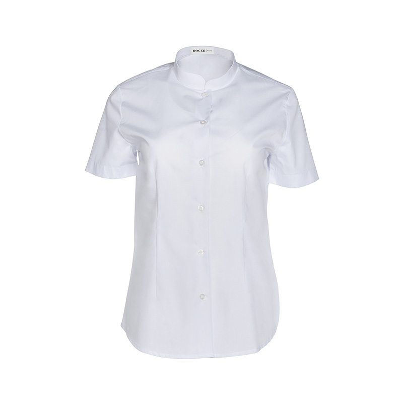 Blusa entallada cuello Mao manga corta - Imagen 2