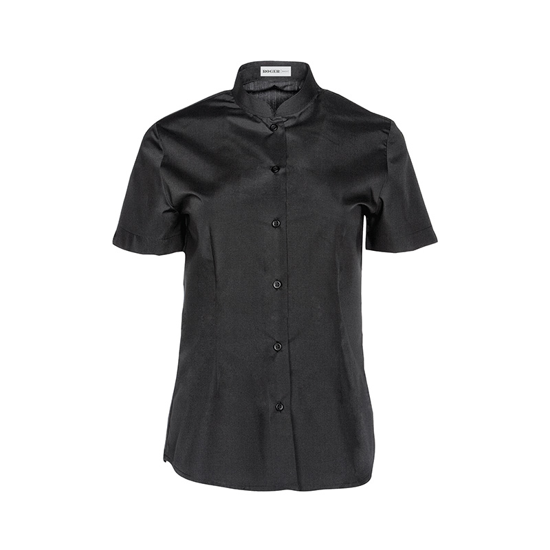 Blusa entallada cuello Mao manga corta - Imagen 3