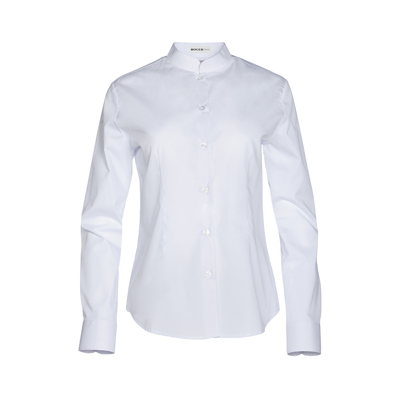 Blusa entallada cuello Mao manga larga - Imagen 2