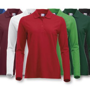 Polo señora manga larga algodón colores