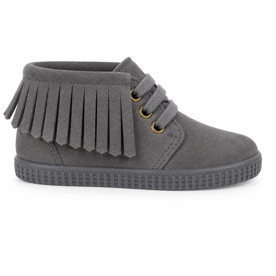 Botita En Ante Piel Con Flecos y Cordones - Imagen 2