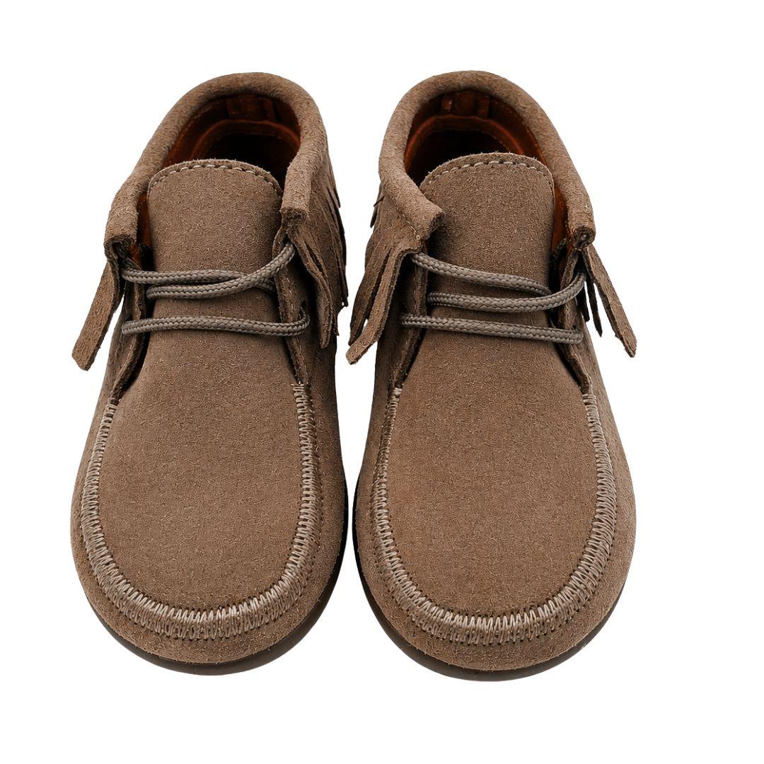 Botita Infantil de Flecos en Piel Ante con Cordones - Imagen 3