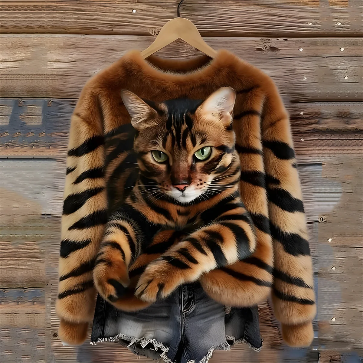 Cat - Suéter Cálido con Impresión de Gato - Imagen 2