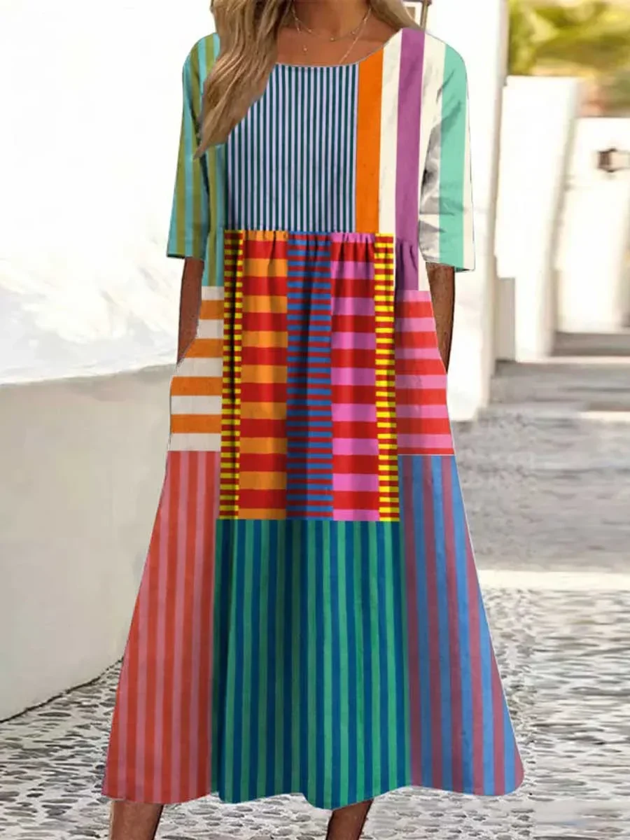 Arla - Vestido con estampado geométrico vintage para mujer - Imagen 5