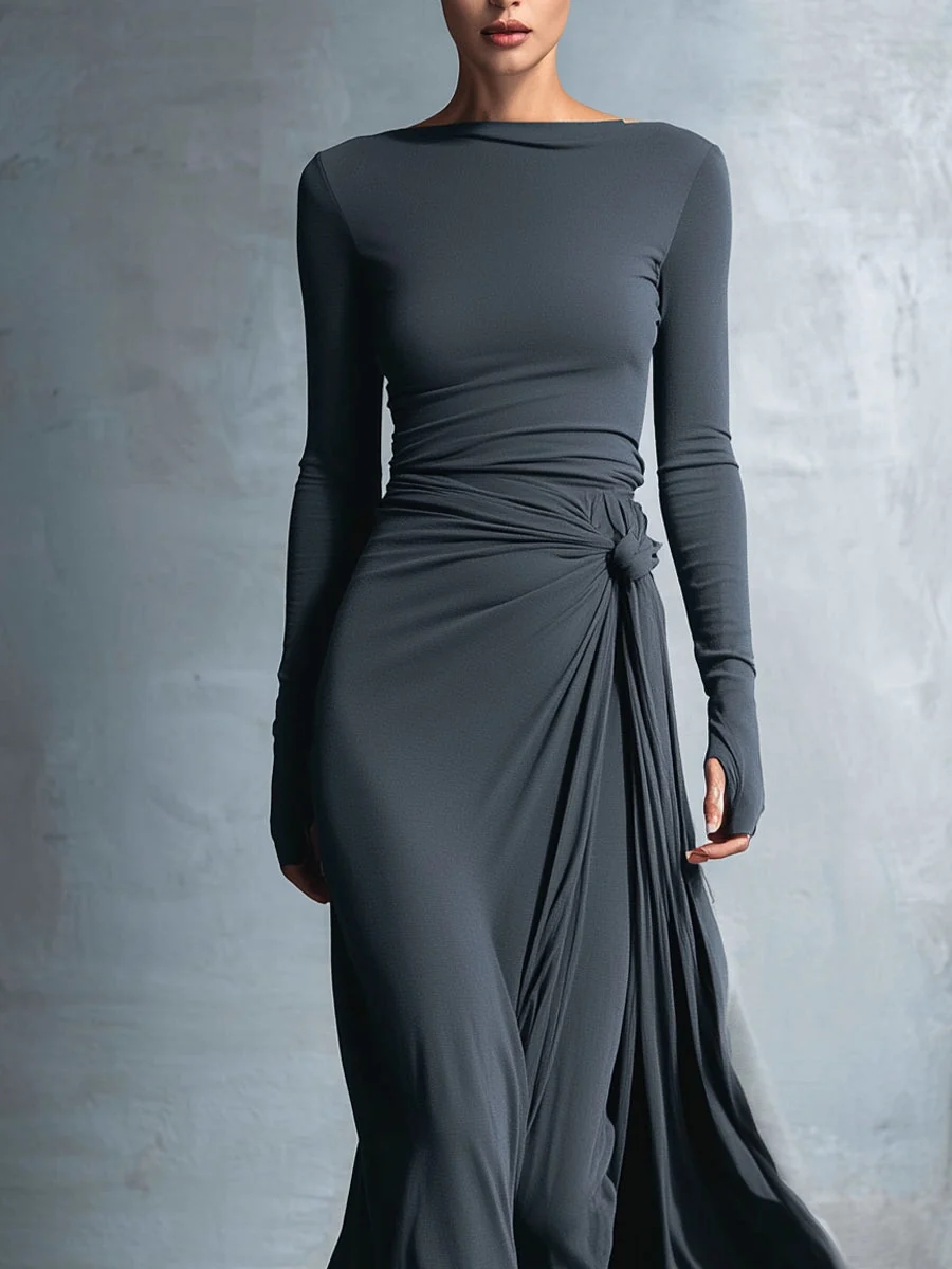 Naiara ❘ Vestido maxi con nudo lateral para Mujer - Imagen 7