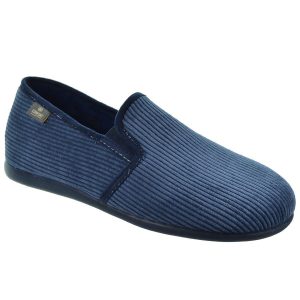 Zapatillas para hombre en algodón natural cerradas por detrás con elasticos y con suela de goma antideslizante.