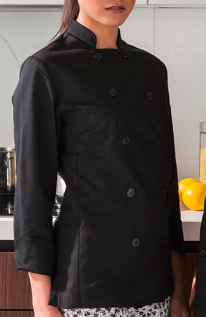 Chaquetilla cocinera negro manga larga - Imagen 2