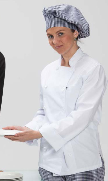 Chaquetilla cocinera blanca manga larga - Imagen 2