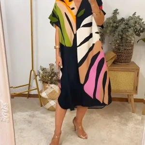 Roos™ | Vestido informal con estampado de hojas de colores
