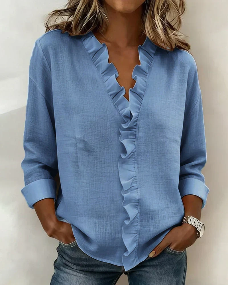 Indie · Blusa con volantes y cuello en V para Mujer - Imagen 5