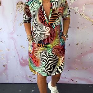 Ria™ | Vestido colorido con cuello en V