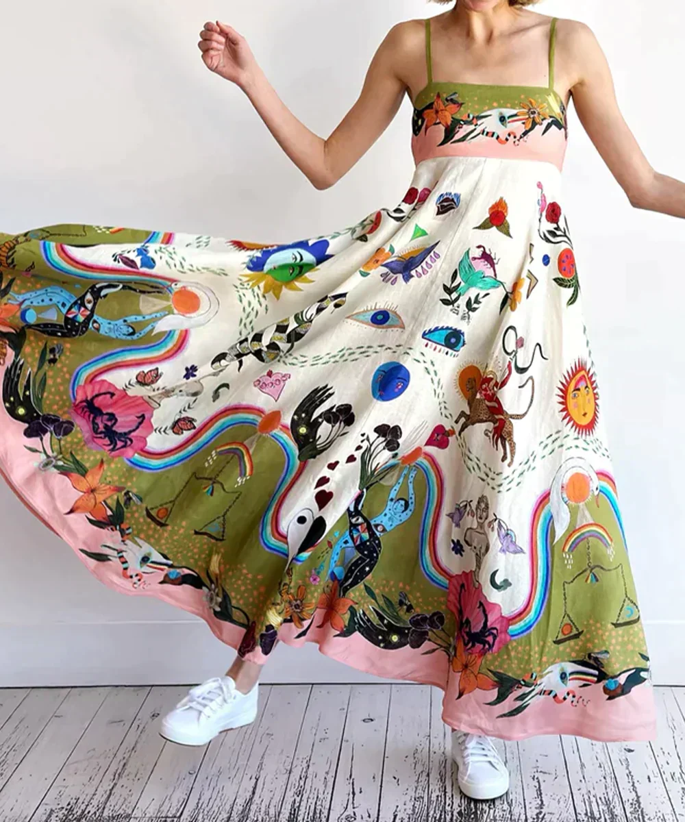 Vestido lencero estampado con una elegante pintura de posicionamiento - Imagen 6