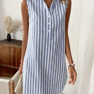 Laurienne™ | Vestido camisero a rayas