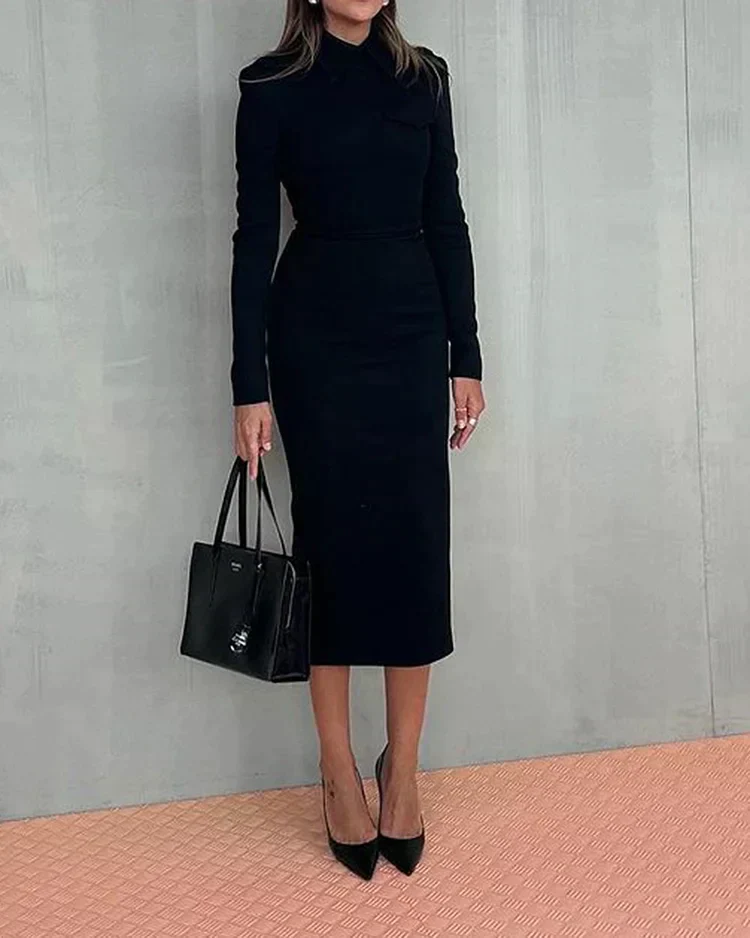 Traje de falda con mangas largas y solapas - Imagen 5