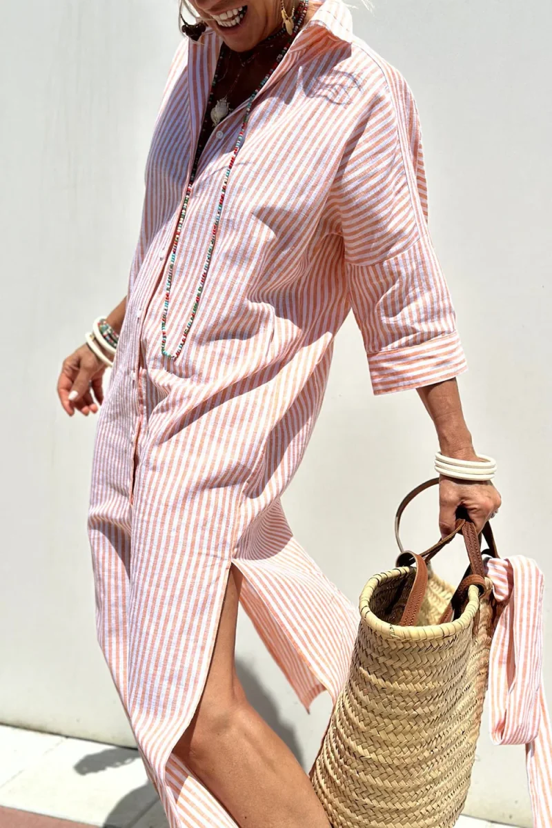 Sophia | Elegante vestido camisero a rayas para Mujer - Imagen 3