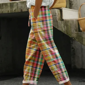 Noëlle | Pantalón de cuadros con cintura elástica y cierre de lazo