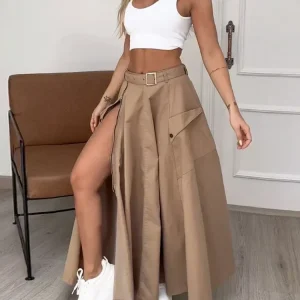 Conjunto de dos piezas sin mangas con abertura lisa