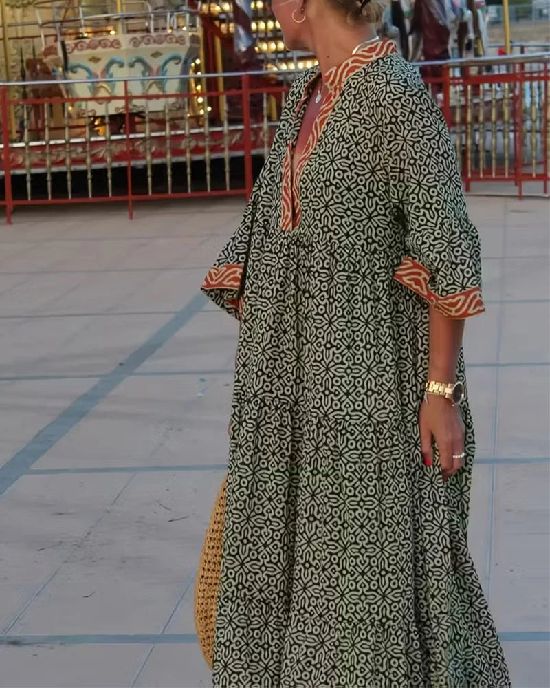 Luna · Vestido maxi de Mujer con estampado con escote en V - Imagen 4