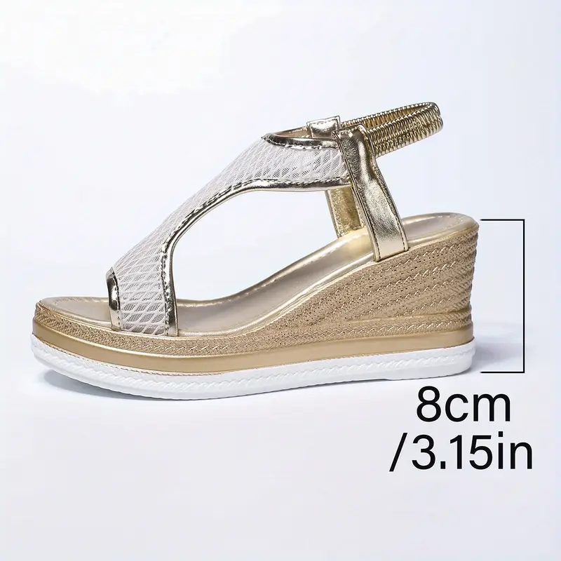 Elegantes sandalias sin cordones para mujer con tacón de cuña - Imagen 8