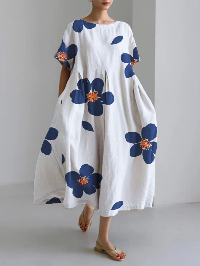 Norie - Vestido de cuello redondo con flores primaverales - Imagen 4