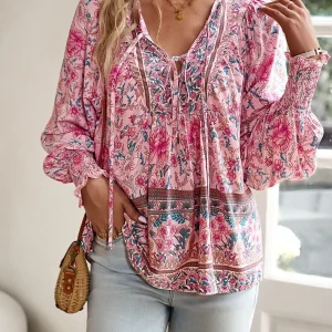 Sarah - Top floral bohemio fluido