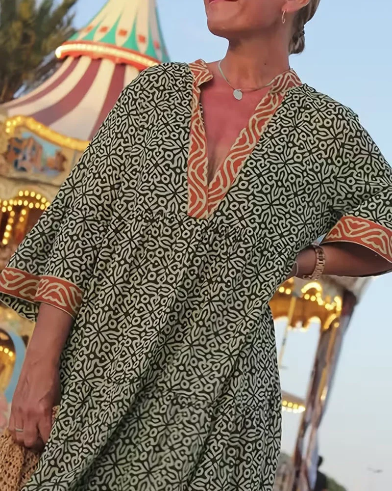 Luna · Vestido maxi de Mujer con estampado con escote en V - Imagen 3